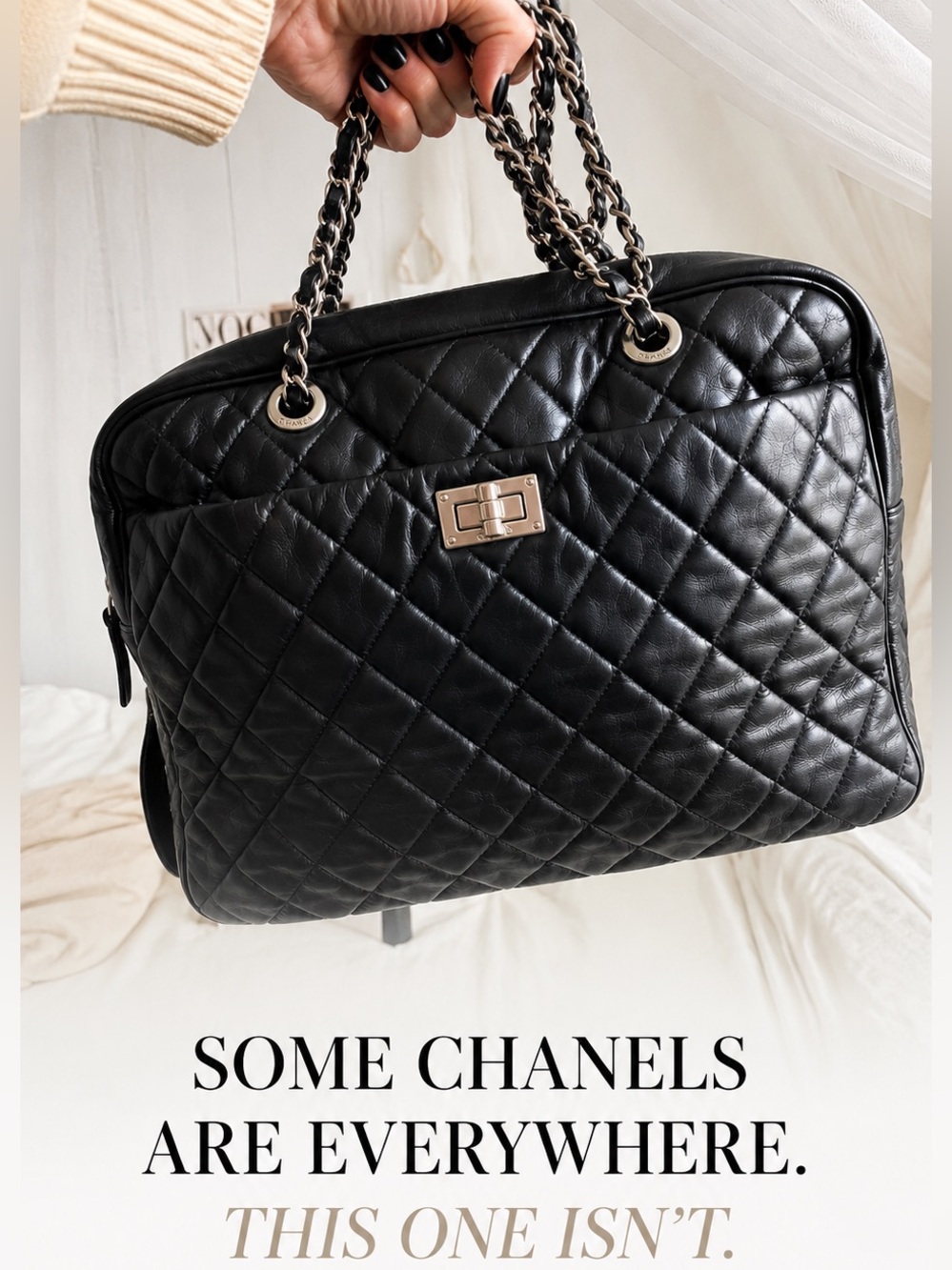 AUTHENTIC Chanel Black Jumbo XL Coco Rain Bag in BLACK - *very rare*